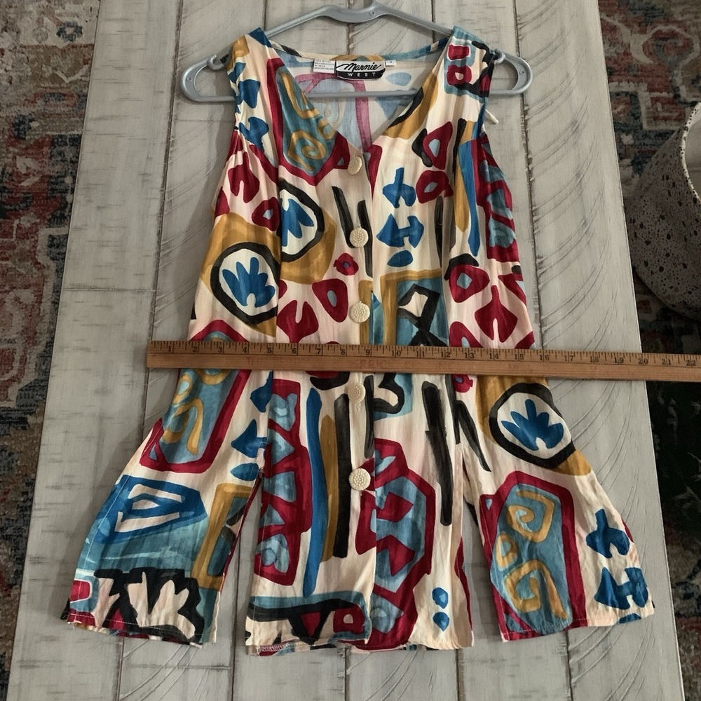 Vtg Marnie West Sleeveless women's Top Size 7 Abstract Print 80s 90s - Picture 10 of 15